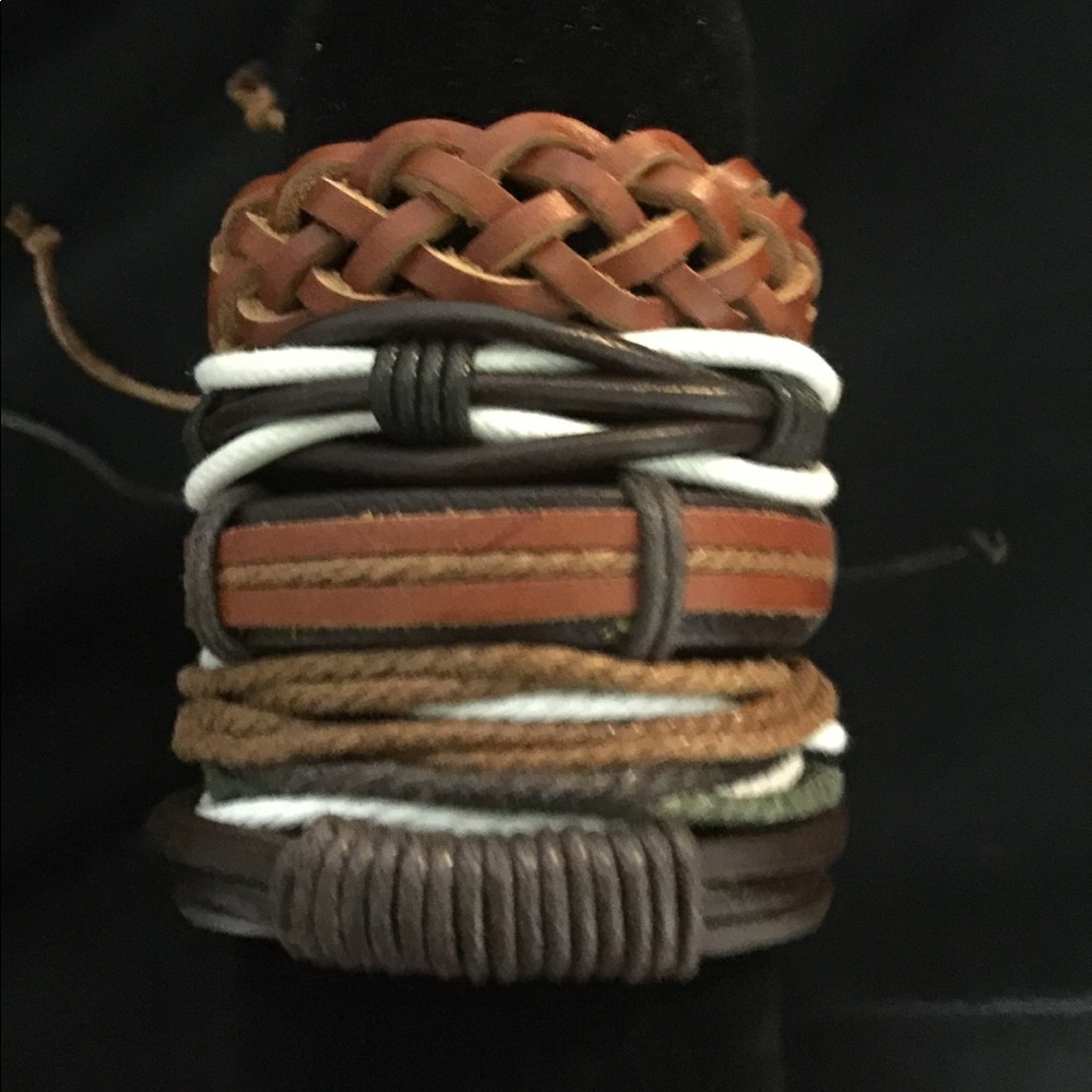 5 leather bracelets sold together